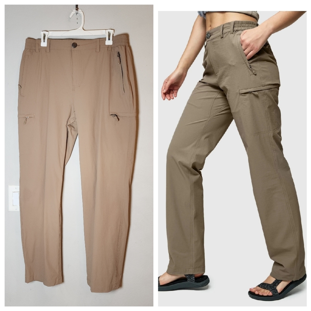 MIER Tek-Trek Quick Dry Cargo Ripstop Tan Lightweight Hiking Pants Stretch Sz 14